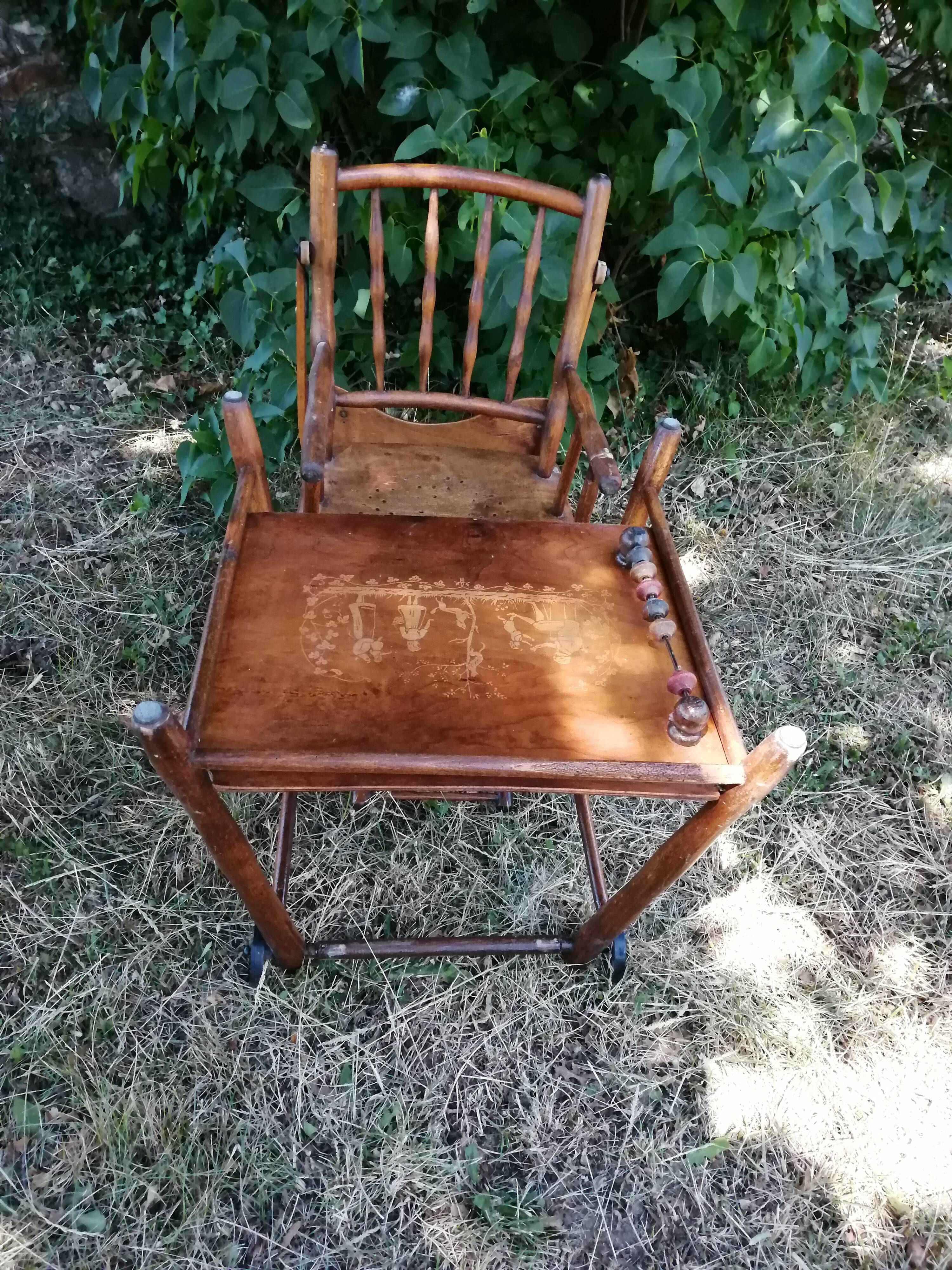 Antique folding high chair