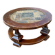Table basse ronde en pierre et bois