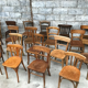 Set of 10 curved wooden bistro chairs