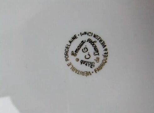 Old dish porcelain of limoges Vierzon gilding vintage flowers table service