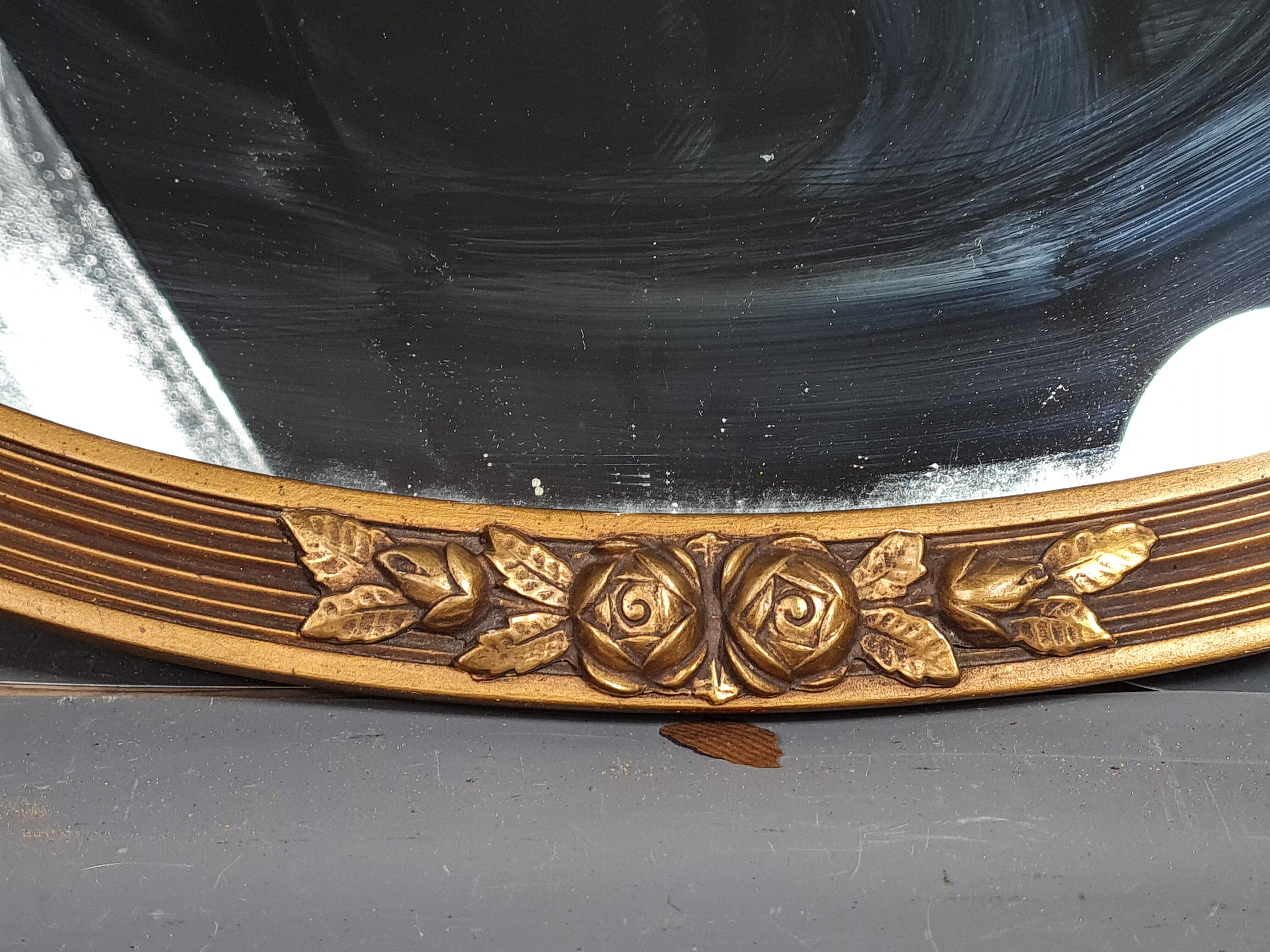 Old mirror frame Art Deco wood & gilded stucco 54x32,5 cm SB