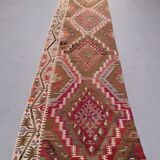 Old turkish narrow kilim runner 390x77 cm