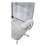 Vintage 2-seater sofa with gray suede upholstery made in the 1970s