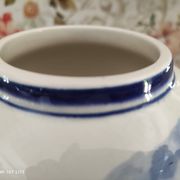 Delfts Blue FG vase Dutch landscape on one side and floral decoration on the other