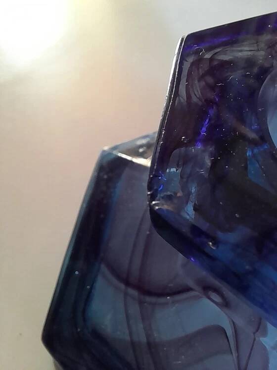 Davidson blue glass candlestick
