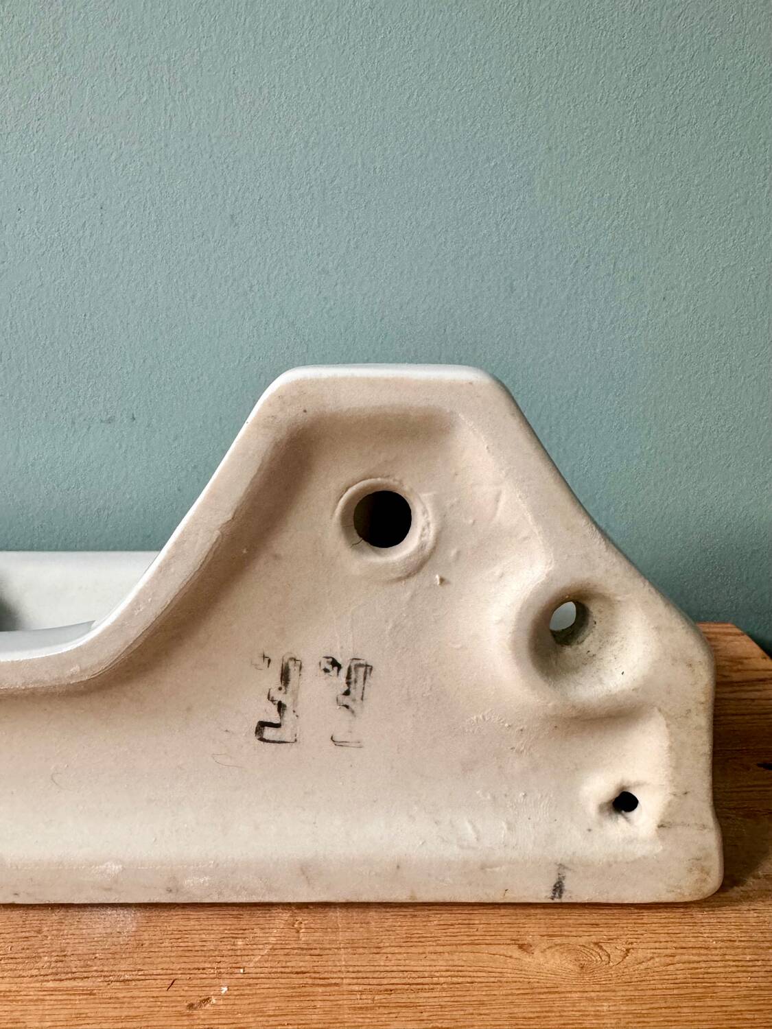 Large Art Deco wall shelf in white porcelain