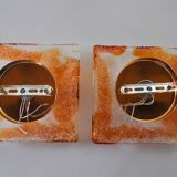 Pair of Murano Mazzega wall lights, orange frosted glass, Italy, 1970