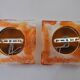 Pair of Murano Mazzega wall lights, orange frosted glass, Italy, 1970