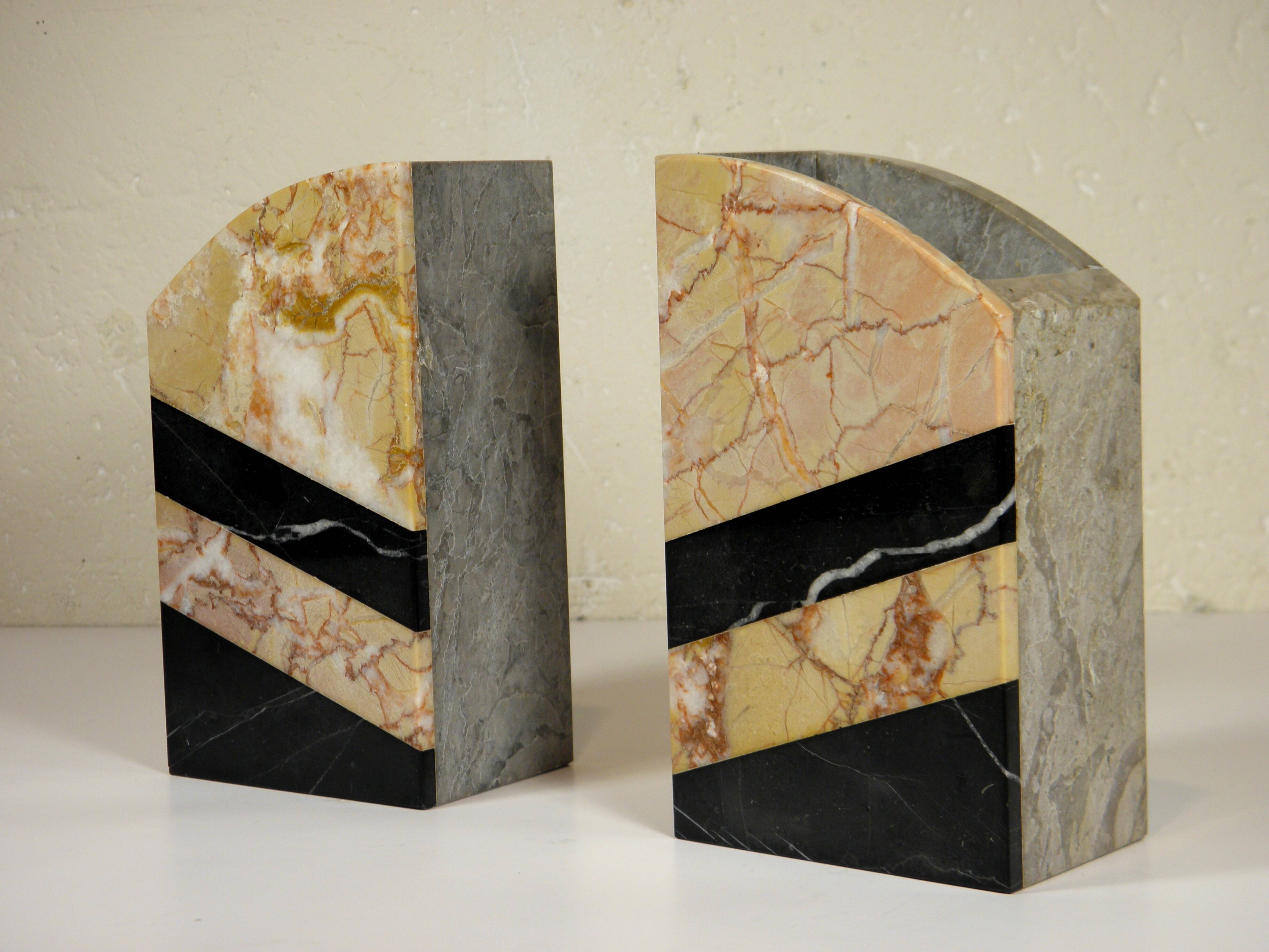 Pair of art deco marble bookends