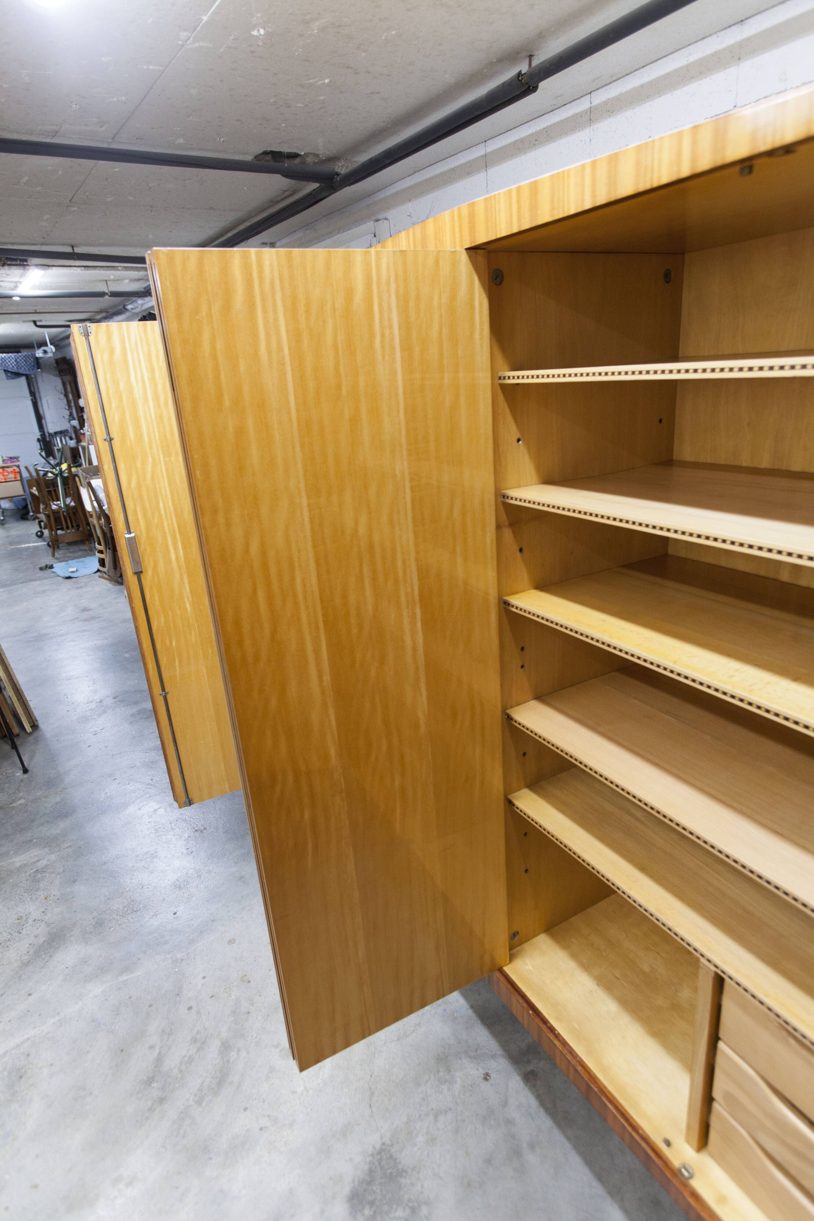 1960 Scandinavian wardrobe, atypical blond wood varnished, 4 doors 3