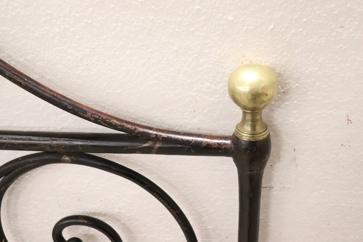 Antique wrought iron double bed, Italy 19th century