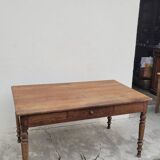 Table de Ferme rustique en chêne massif piètements louis Philippe 19ème -1m40