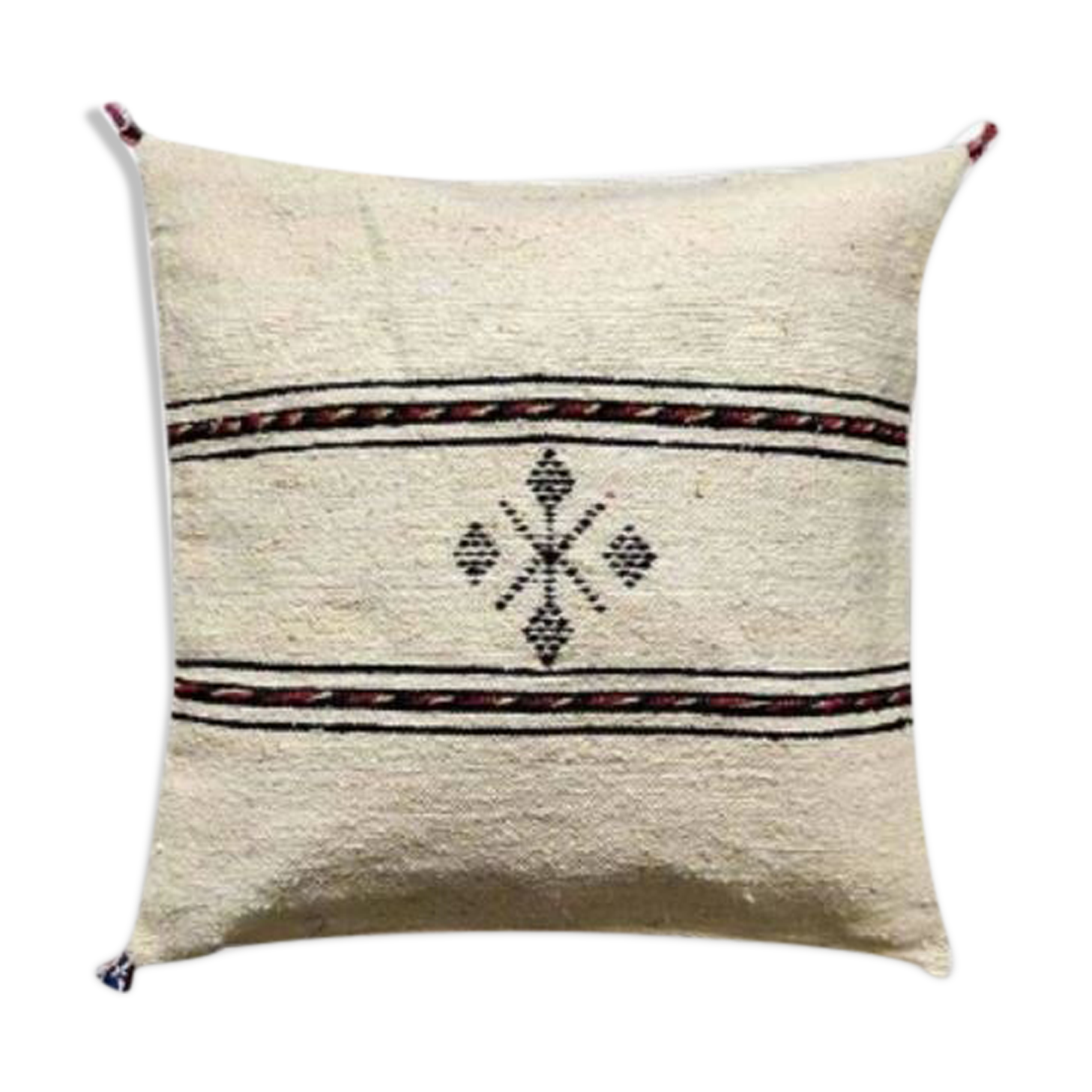 Pale yellow Berber cushion in cotton