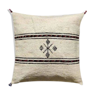 Coussin berbère jaune pâle en coton