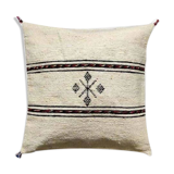 Pale yellow Berber cushion in cotton