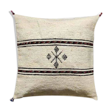 Coussin berbère jaune pâle en coton