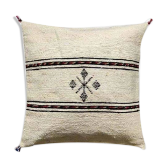 Pale yellow Berber cushion in cotton