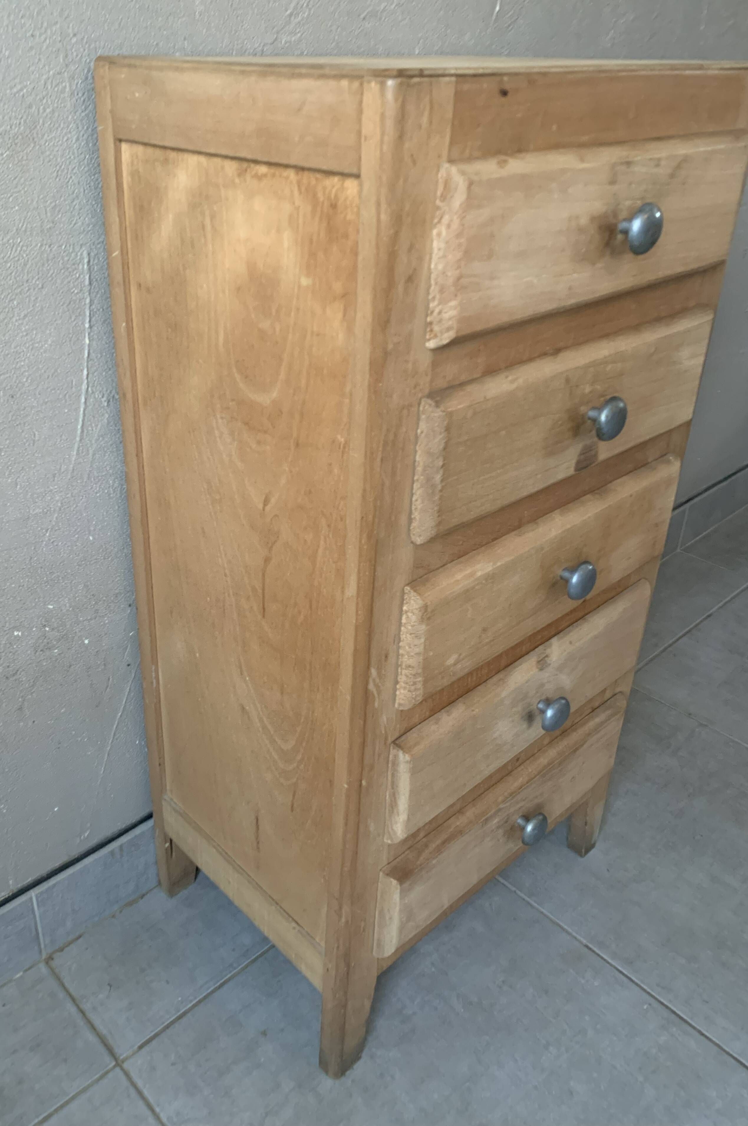 Vintage 5-drawer chest of drawers from 1950 in wood