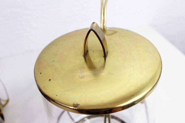 Service à orangeade laiton et verre années 60