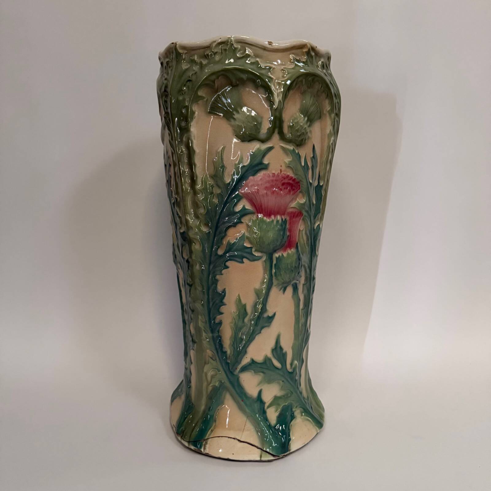 1900 Art Nouveau slip umbrella stand with thistle decoration