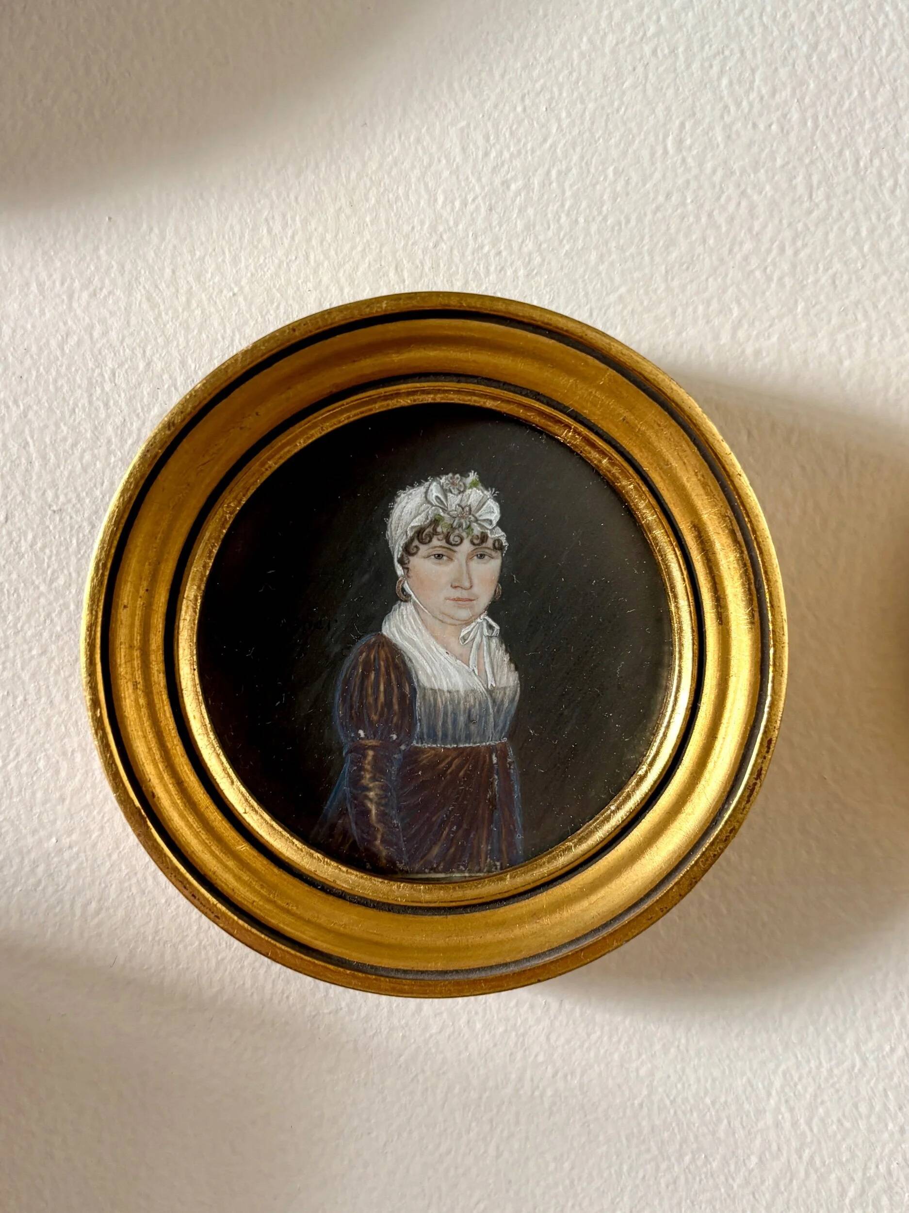 2 portraits, oil painting with gilt wood frames by Prosper, 1807