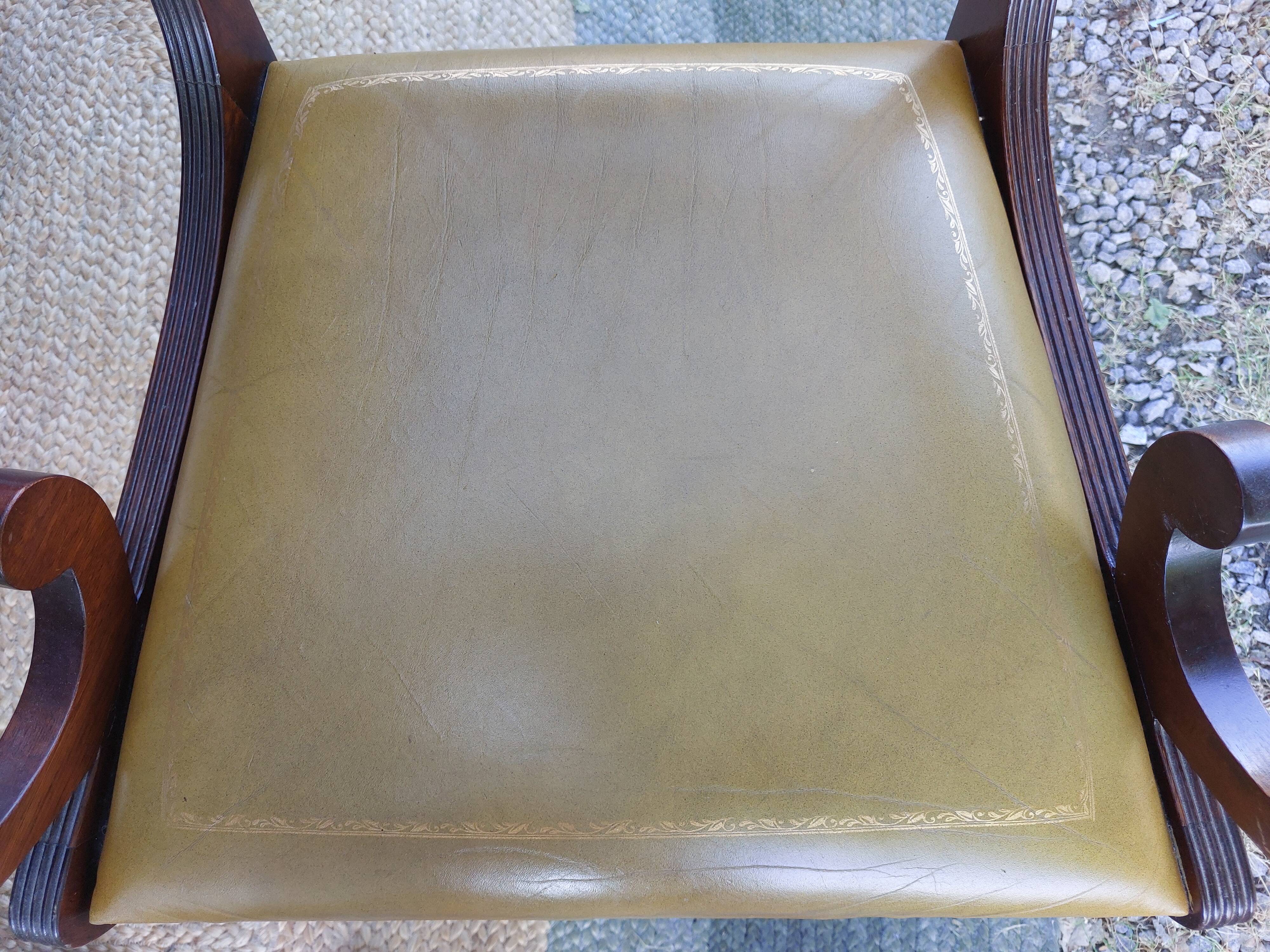 English desk and lyre chair, leather, extensions.