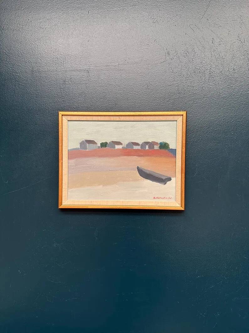 Original  Swedish Oil on Canvas – “Motif from Byxelkrok” by Raymond Wallentin – Signed & Dated 1975 – Vintage & Framed