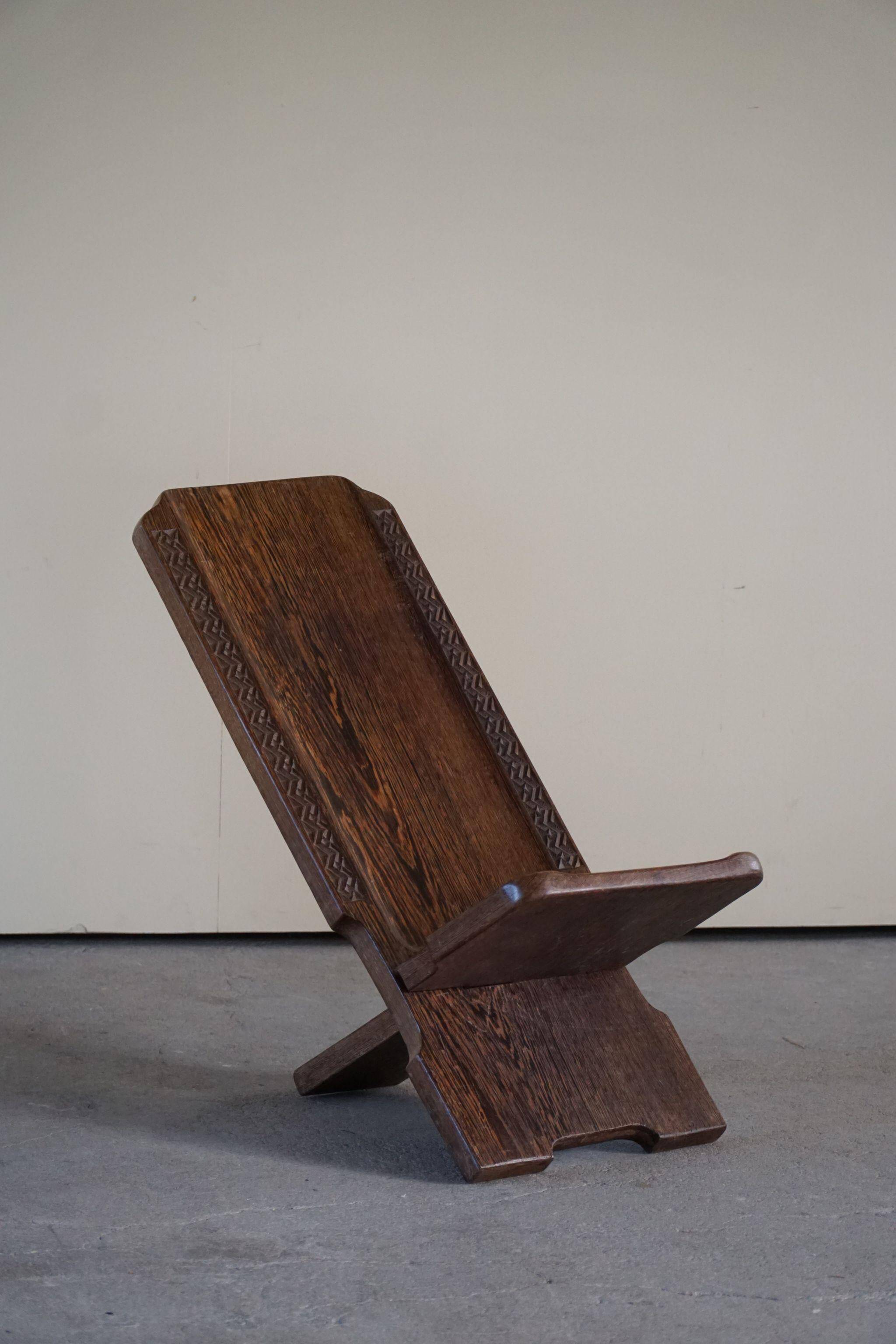 Hand-carved rustic African tribal folding chair, Wabi Sabi, 1970s