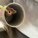 Modernist suspension 1970. Chrome and smoked globe.