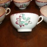 6 beige and red St Amand coffee cups