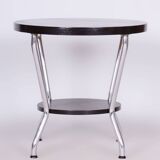 Restored Small Bauhaus Table, by Hynek Gottwald, Oak, Chrome, Czech, 1930s