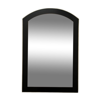 Grand miroir laiton et glace rose circa 1970