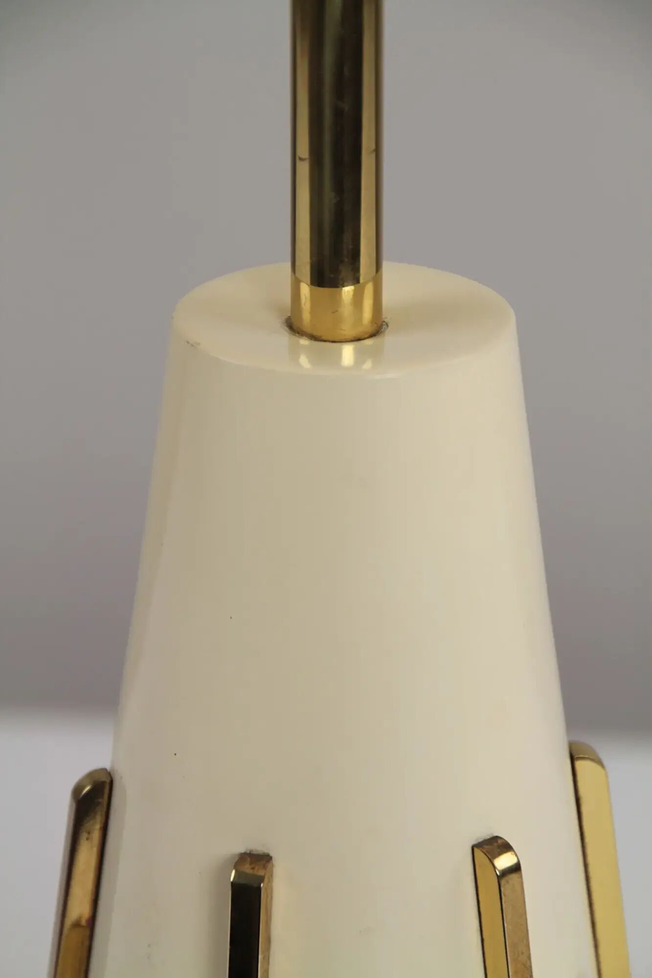 Cream & brass table lamp, Italian modernist, 1950s