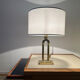 Vintage table lamp in gilded brass Hollywood Regency style.