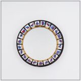 Miroir mural rond en céramique, Belgique, 1970