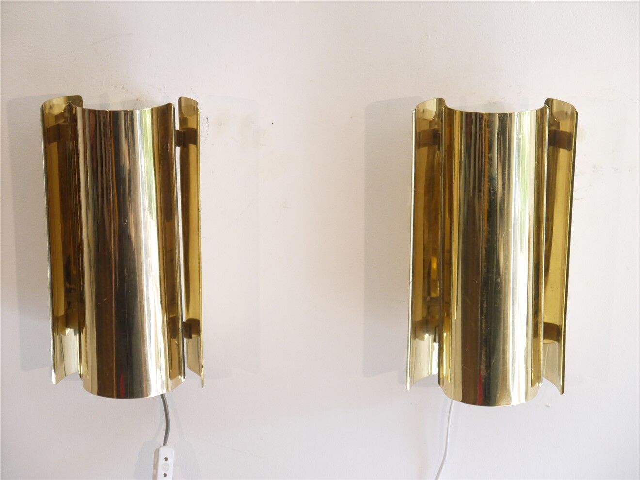 Pair of Scandinavian brass wall lamps from Falkenberg 1970