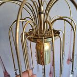 Murano crystal drop chandelier in pink