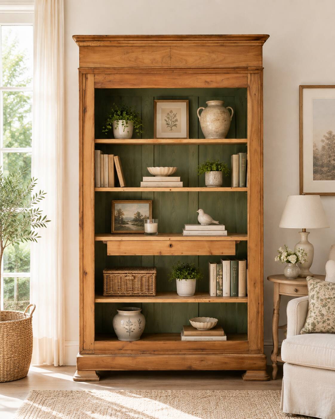Cherry wood bookshelf