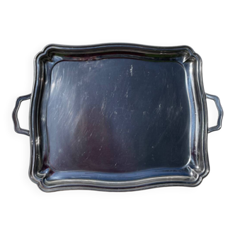 Rectangular silver metal tray