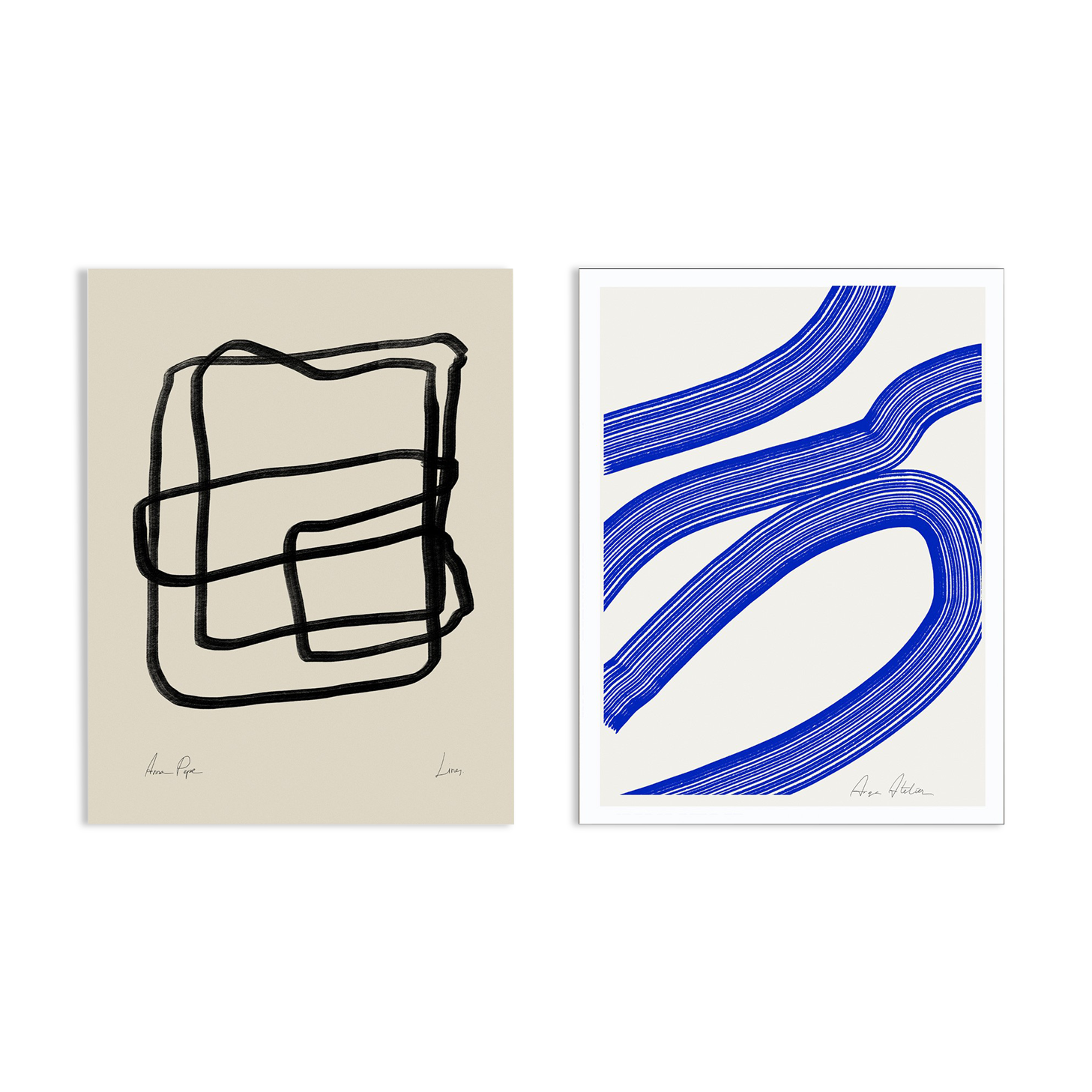 Pair of giclee prints, abstract wall art set of two, 50x70cm