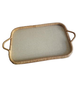 Plateau Rond En Rotin Avec Incrustation, Plateau De Service En Rotin De 30 Cm, Panier De