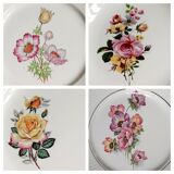 Assiettes plates dépareillées en liserets dorés