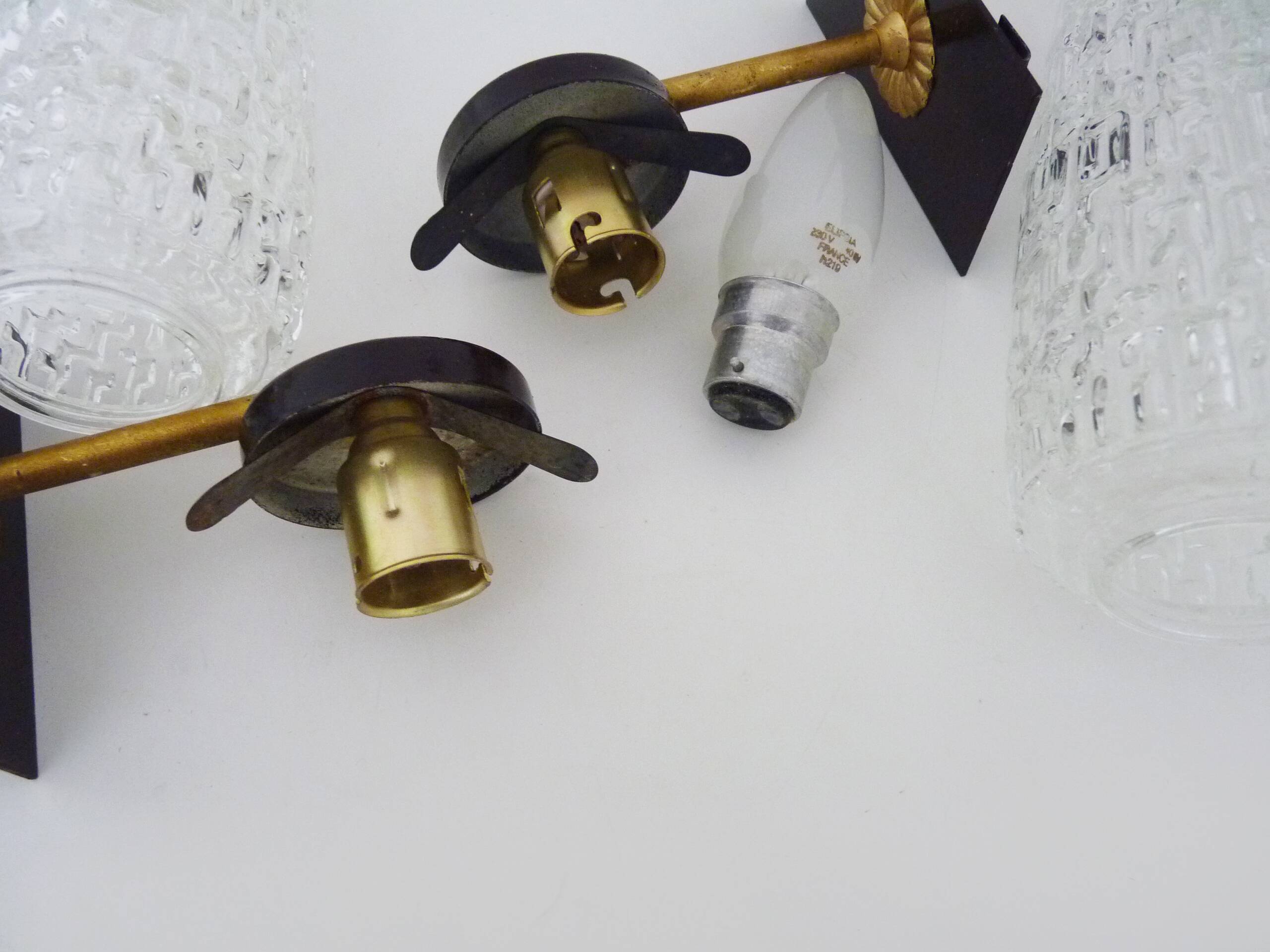 Pair of vintage Maison Arlus 1950s brass wall sconces