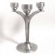 3-light solid stainless steel chandelier Height 22.5 cm Late 1960s