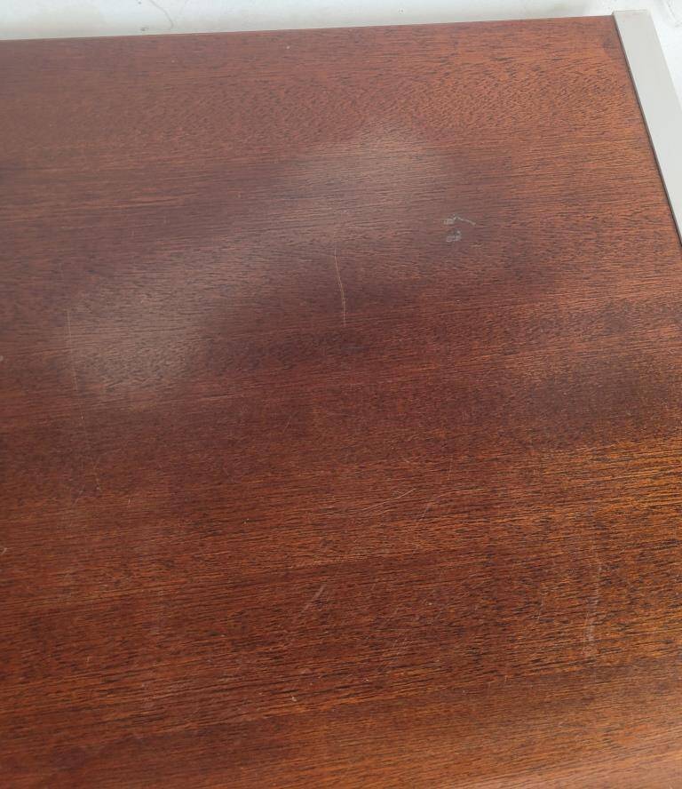 Hi-Fi cabinet in wood, brushed aluminum, smoked glass - 1970s