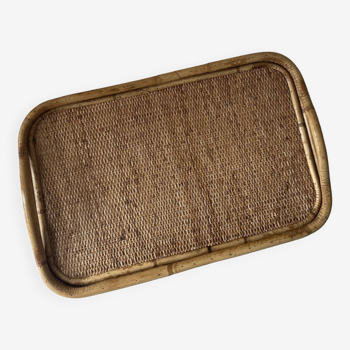 Rattan serving tray