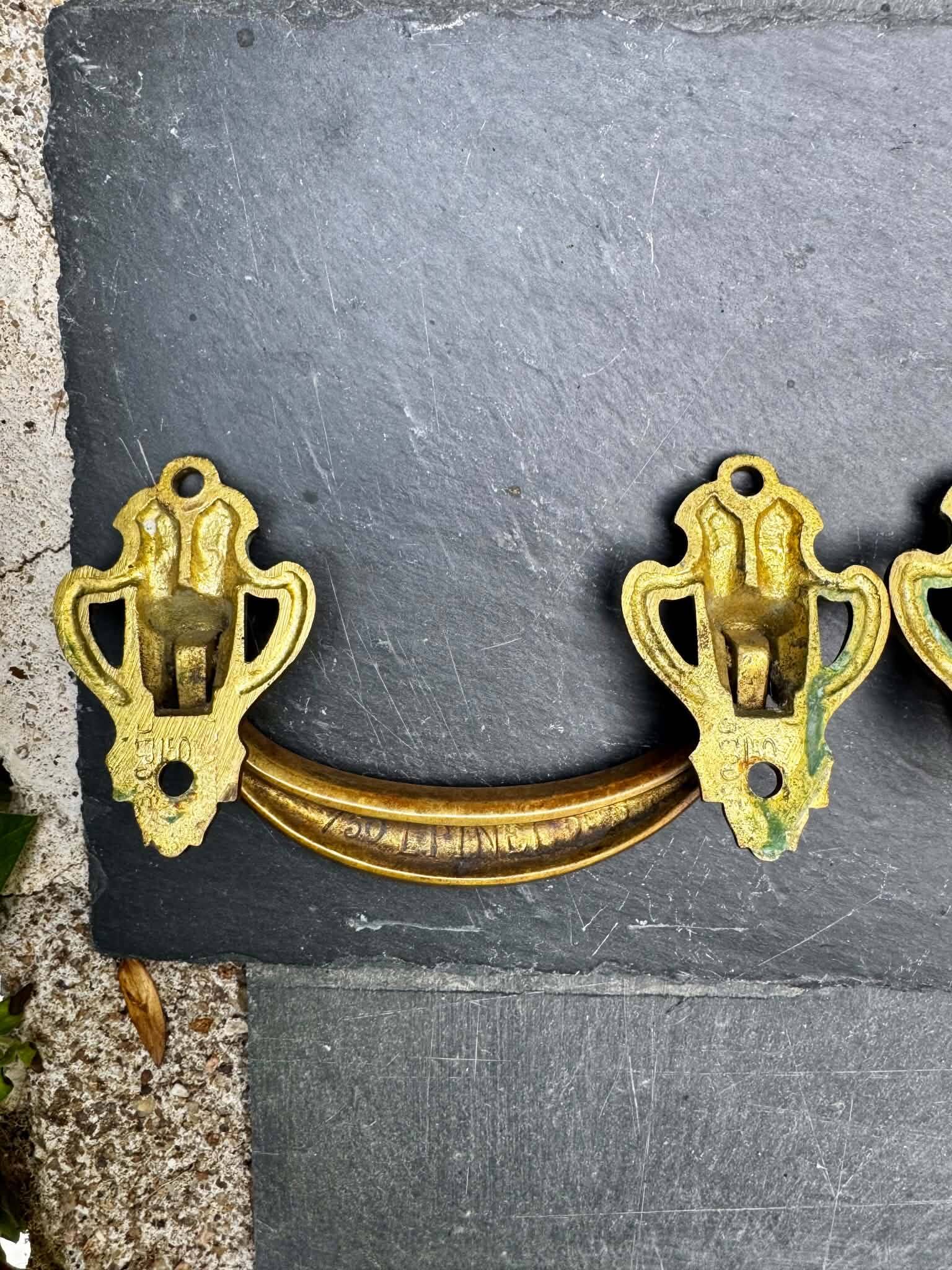 Pair of bronze handles signed L.PINET Art Nouveau