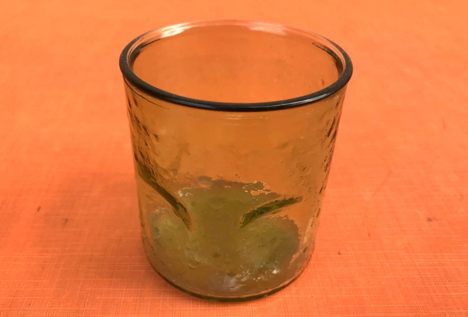 1970s (lot 2) 6 orangeade glasses Bubble and coloured glass