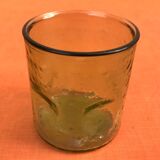 1970s (lot 2) 6 orangeade glasses Bubble and coloured glass