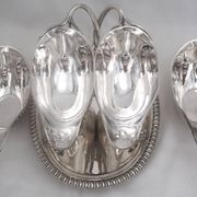 Idiot, double sauce boat + liners, Minerva silver, excellent condition, 19th century, 1.798 kg